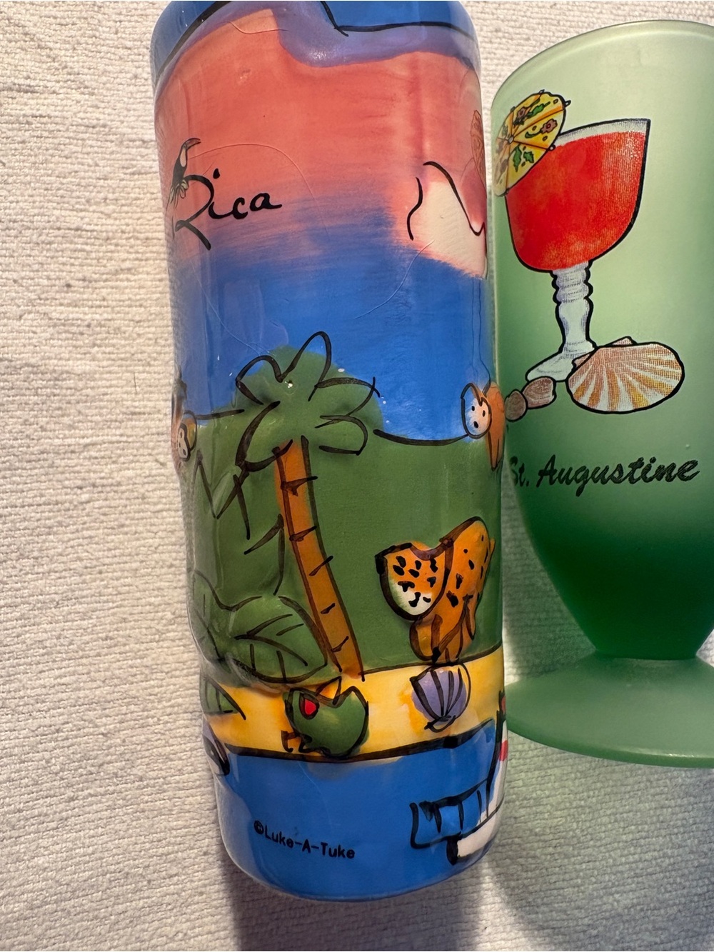 Lot of 4 novelty 2.5oz Glass Shot Glasses Decorated Tampa Bay/ Costa Rica/Bahama - Picture 6 of 9